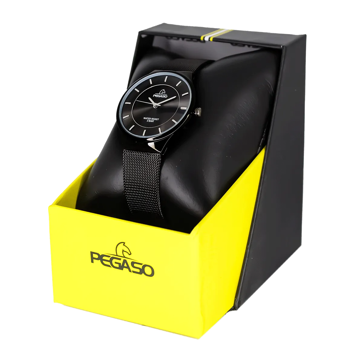 Reloj Pegaso Metalico Malla Negro Femenino - Dama - Mujer