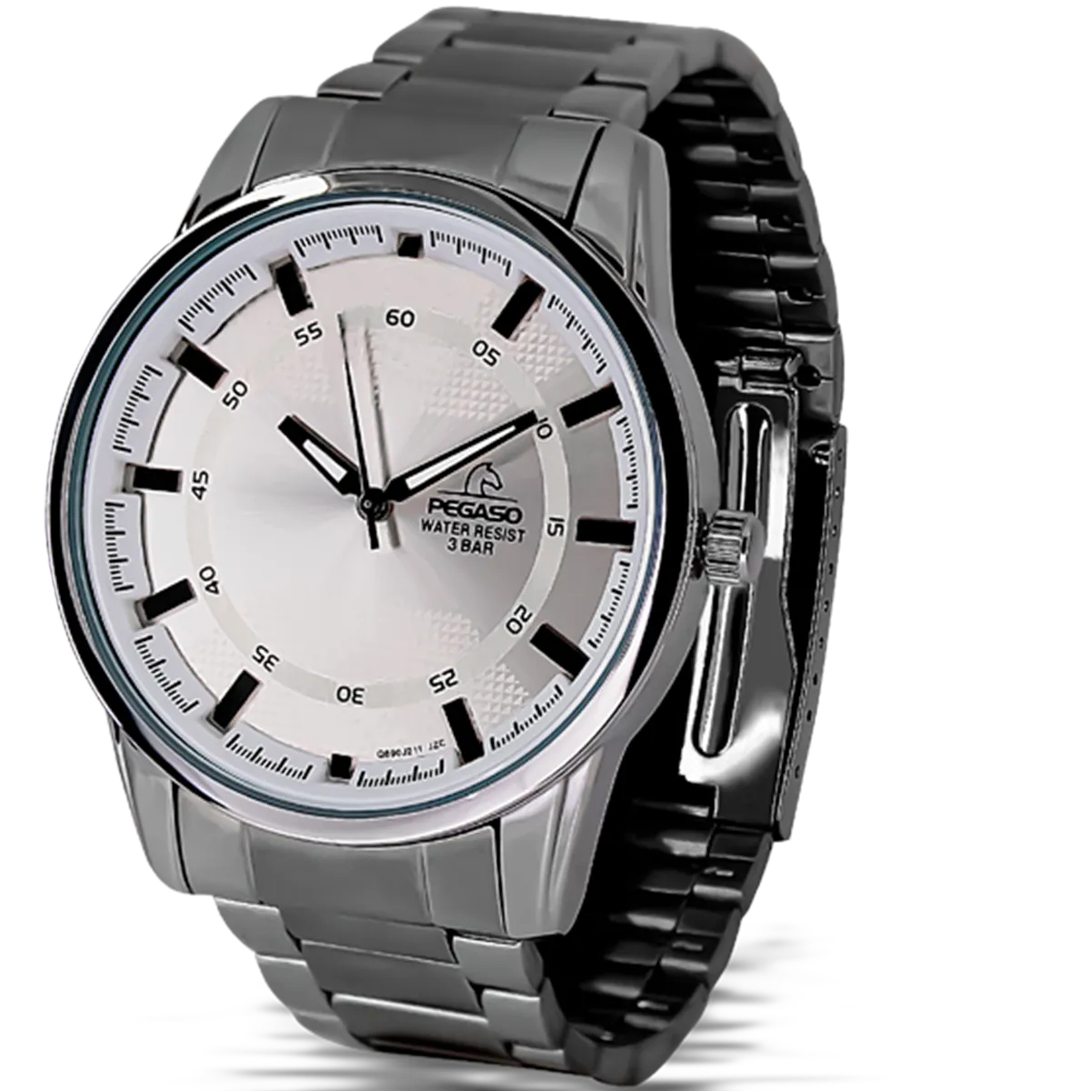 Reloj Pegaso Analogo Hombre P6517S-072201A Pulso Acero Fondo Blanco