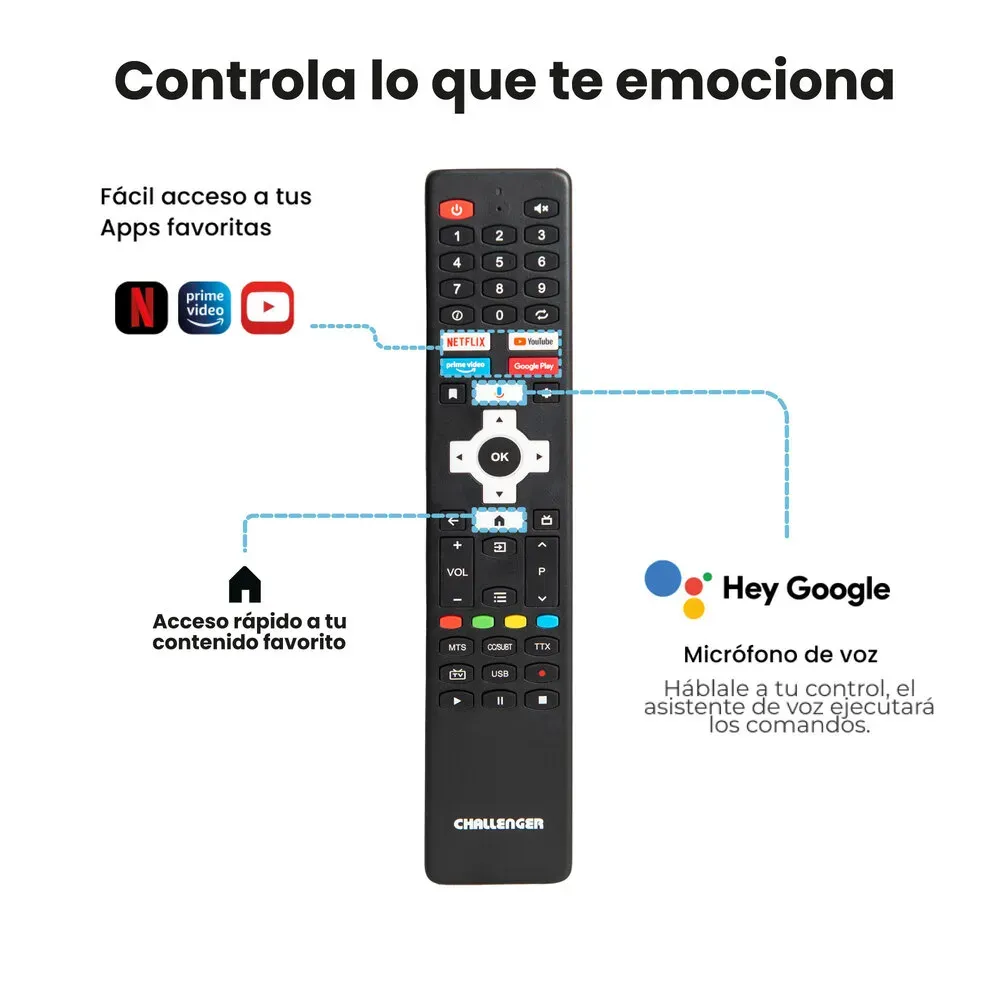 Televisor 43 Pulgadas Challenger Android TV FHD Smart TV Bluetooth - Netflix - LED 43LO69 BT ANDROID T2