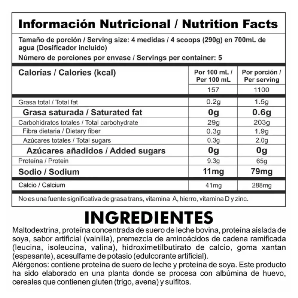 Gainz 3.2 lb - Proteína Hipercalorica