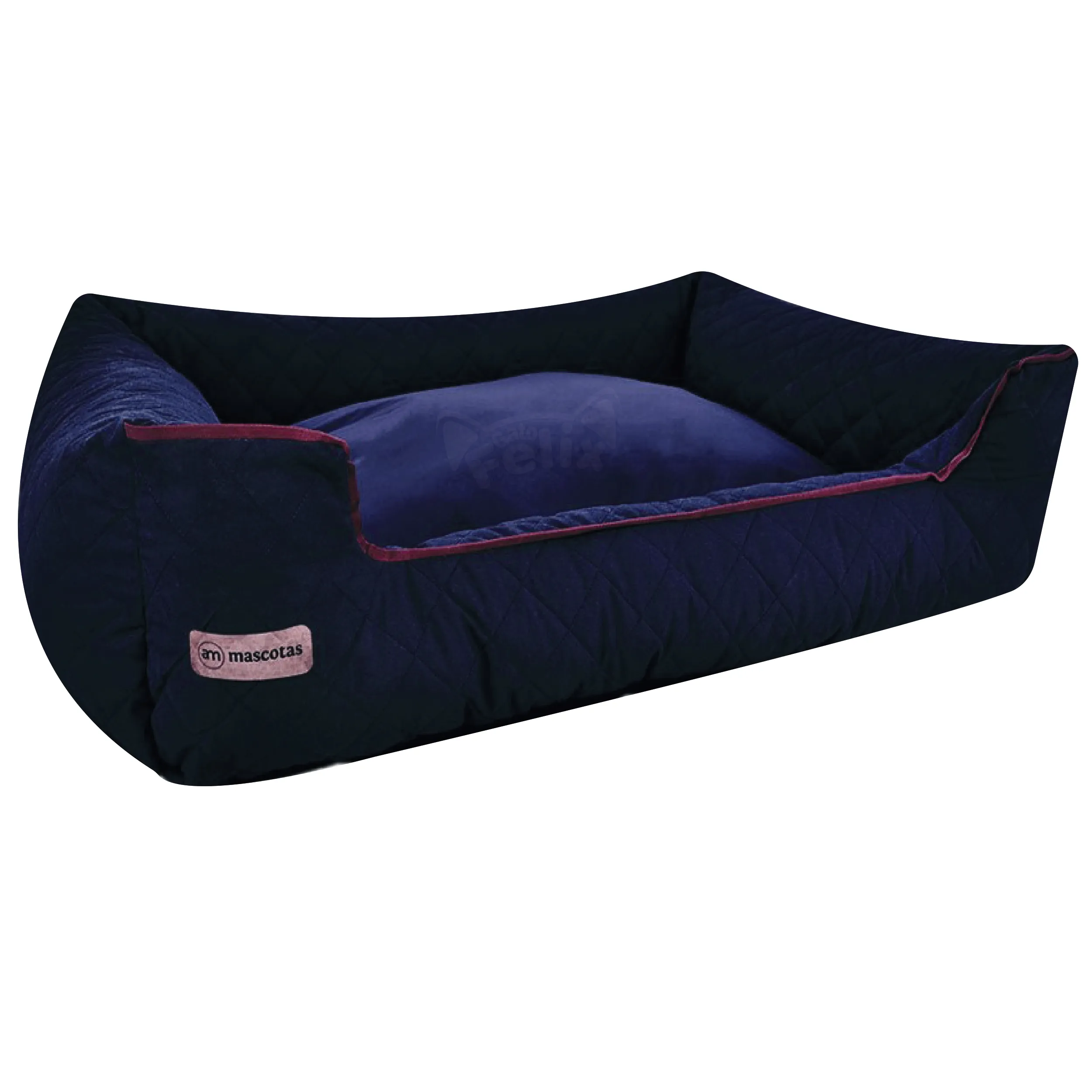 Cama Mediana Para Perros Fácil Lavado Acolchada De Lujo Impermeable Color Azul Oscuro