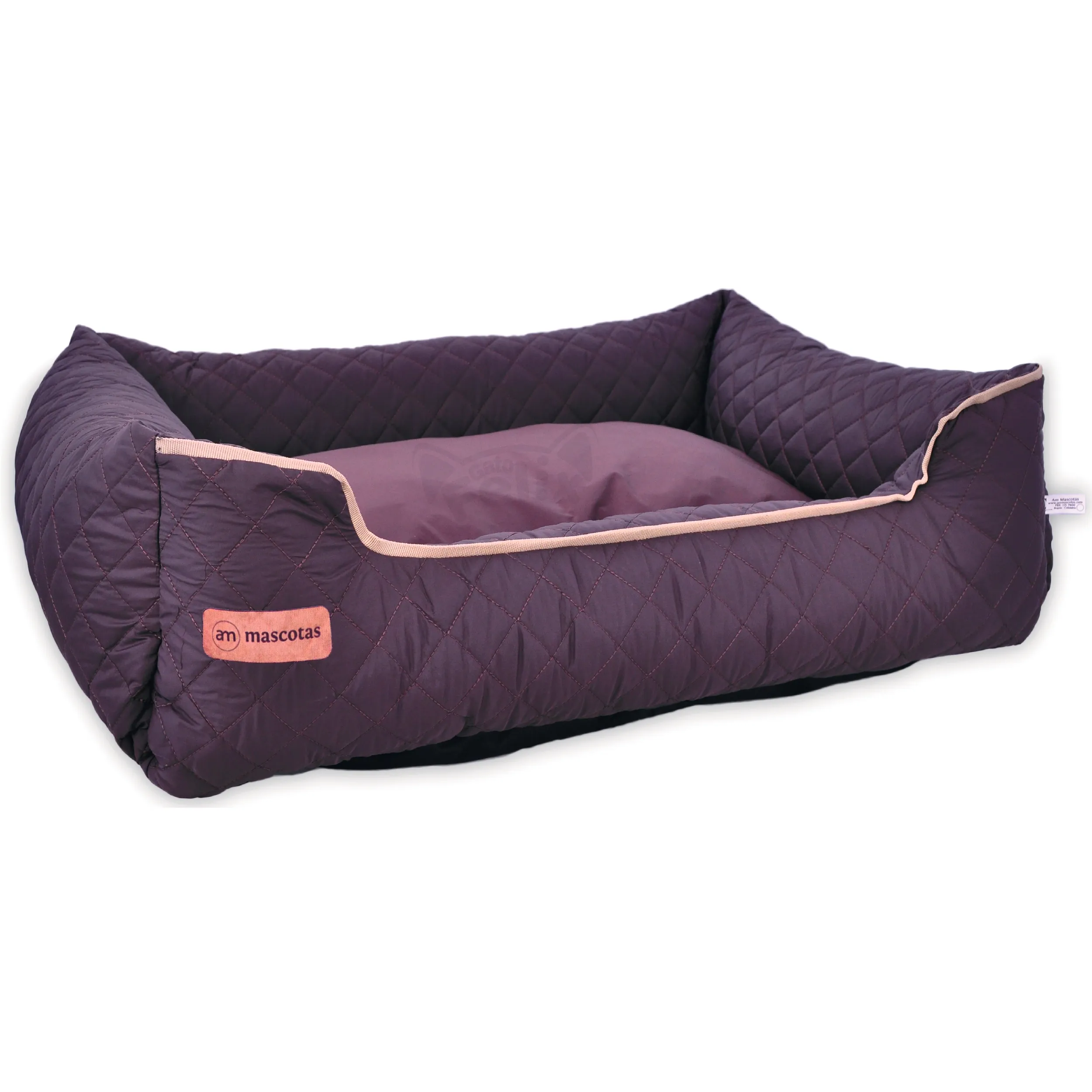 Cama Mediana Para Perros Fácil Lavado Acolchada De Lujo Impermeable Color Café