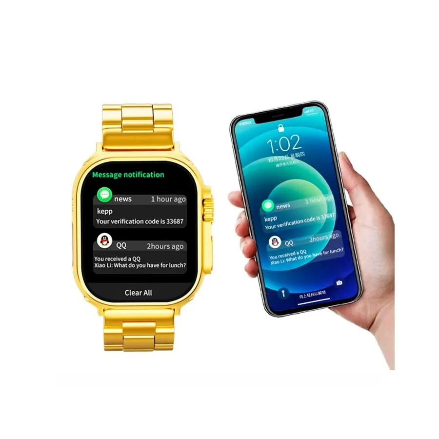 Smartwatch X8 Ultra Max Golden Edition + Pulso Negro Original W&O 