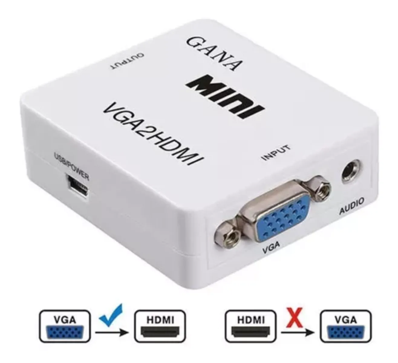 Adaptador De Convertidor De Audio Y Video Tv Vga A Hdmi Full HD 1080p