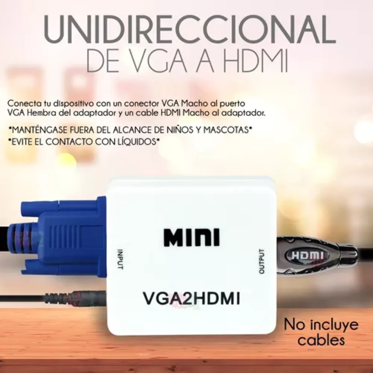 Adaptador De Convertidor De Audio Y Video Tv Vga A Hdmi Full HD 1080p