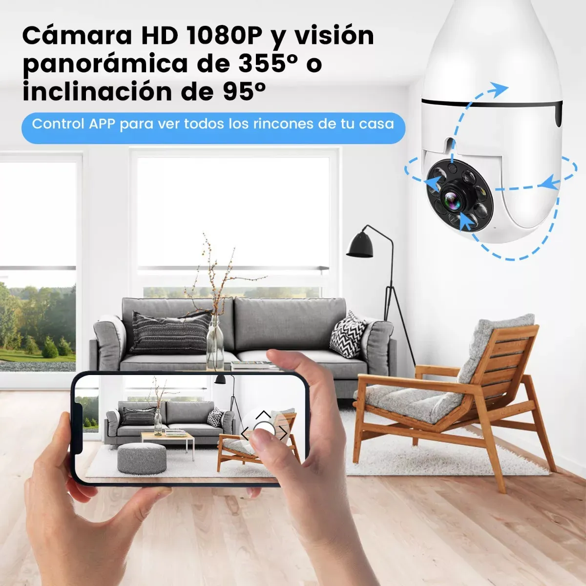 Cámara De Seguridad Bombillo Wifi Ip 360° Robótica Visión Nocturna