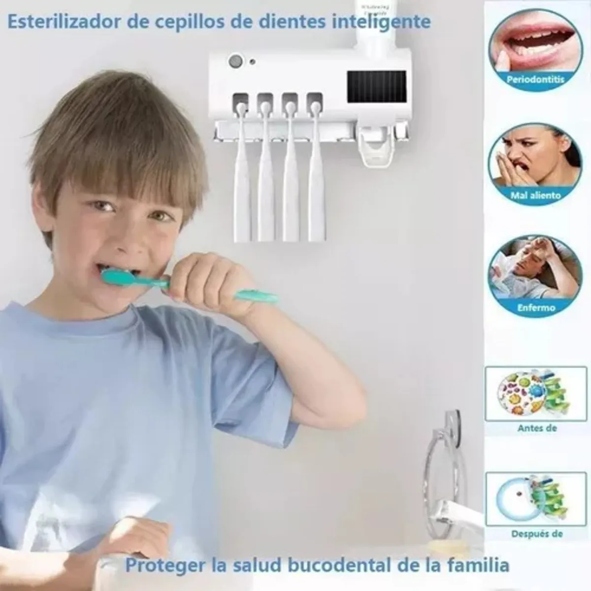 Dispensador De Crema Dental Esterilización Uv Porta Cepillos