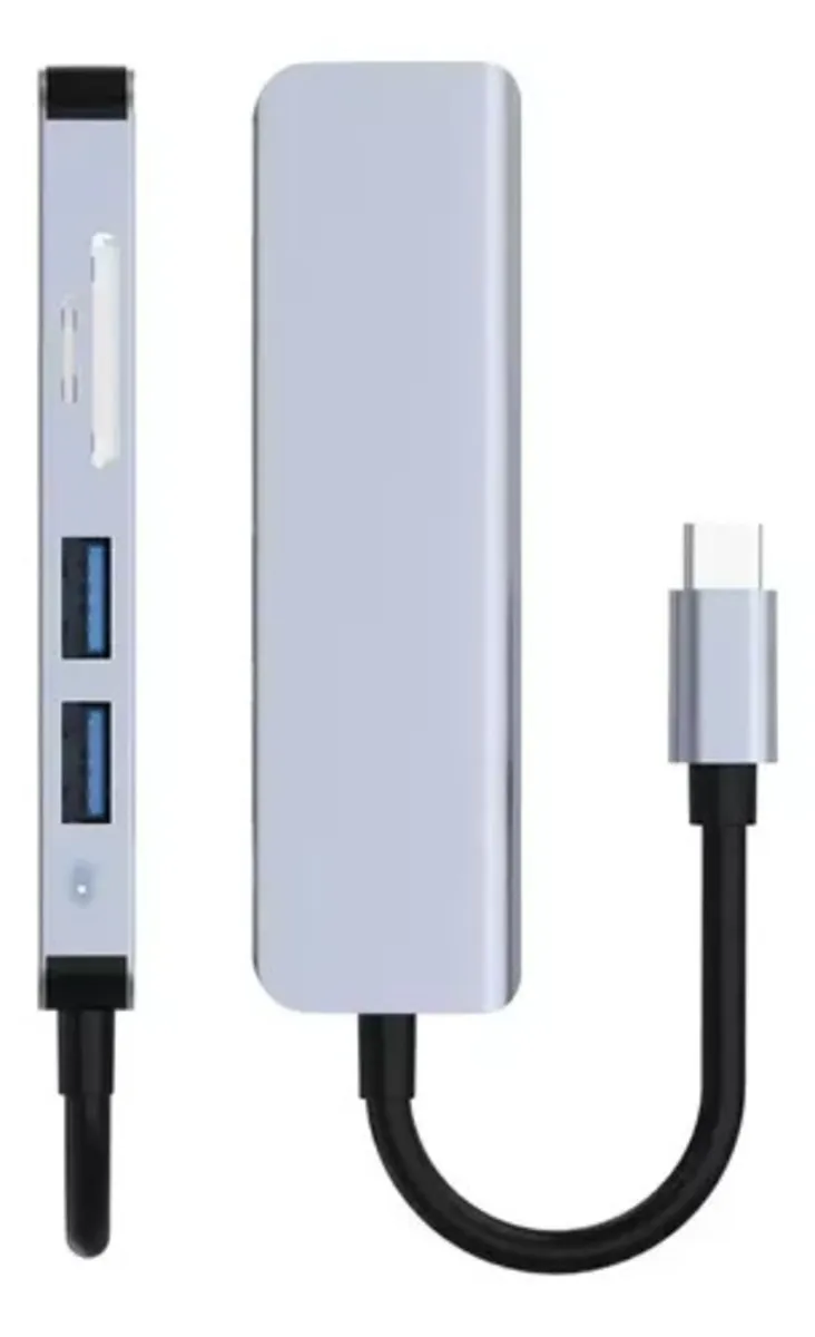 Convertidor Adaptador Hub Usb Tipo C 5 En 1 Usb 3.0 Para Pc Mac iPad