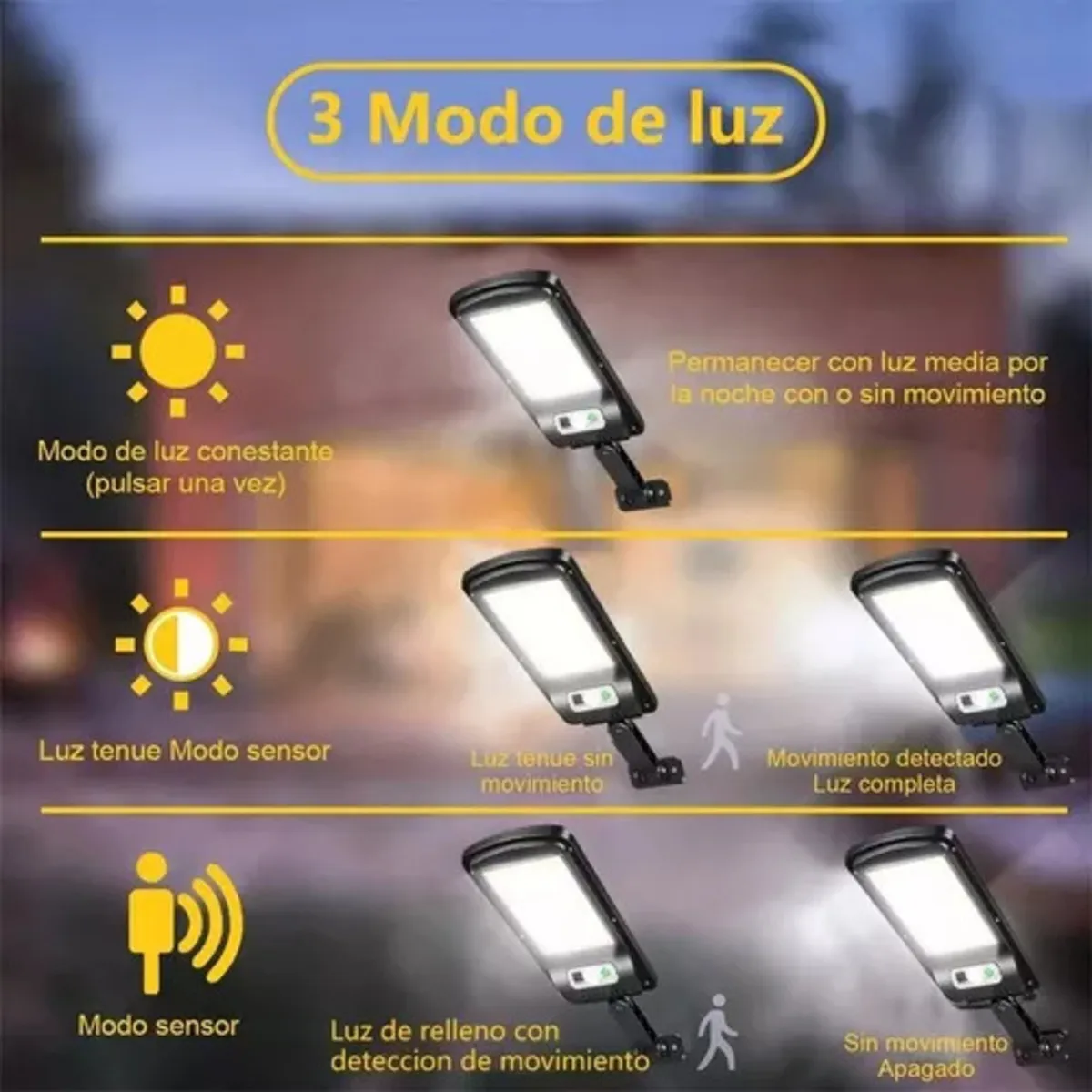 Reflector Lampara Solar Led 3 Modos Con Panel Solar + Control