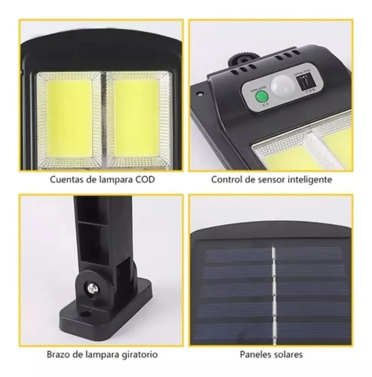 Reflector Lampara Solar Led 3 Modos Con Panel Solar + Control