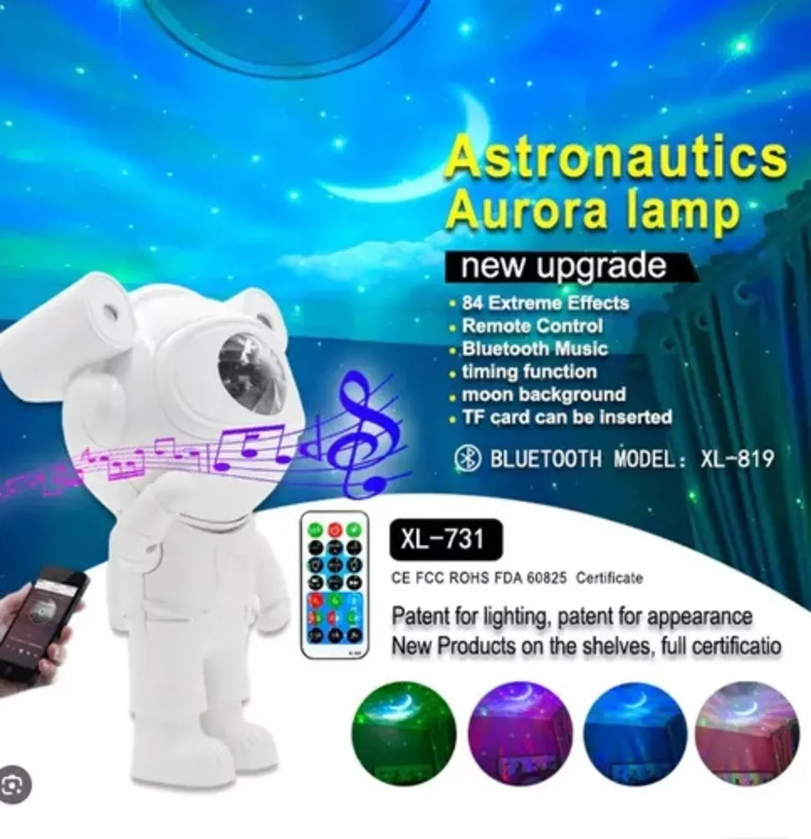 Proyector Astronauta Galaxia Laser Rgb Bluetooth Parlante Sd