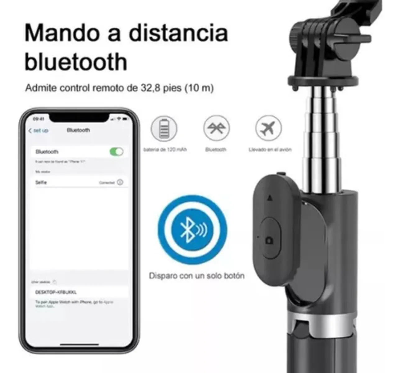 Palo Selfie Bluetooth Trípode 360 3 En 1 Multifunción + Control 