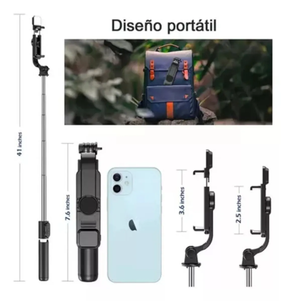 Palo Selfie Bluetooth Trípode 360 3 En 1 Multifunción + Control 