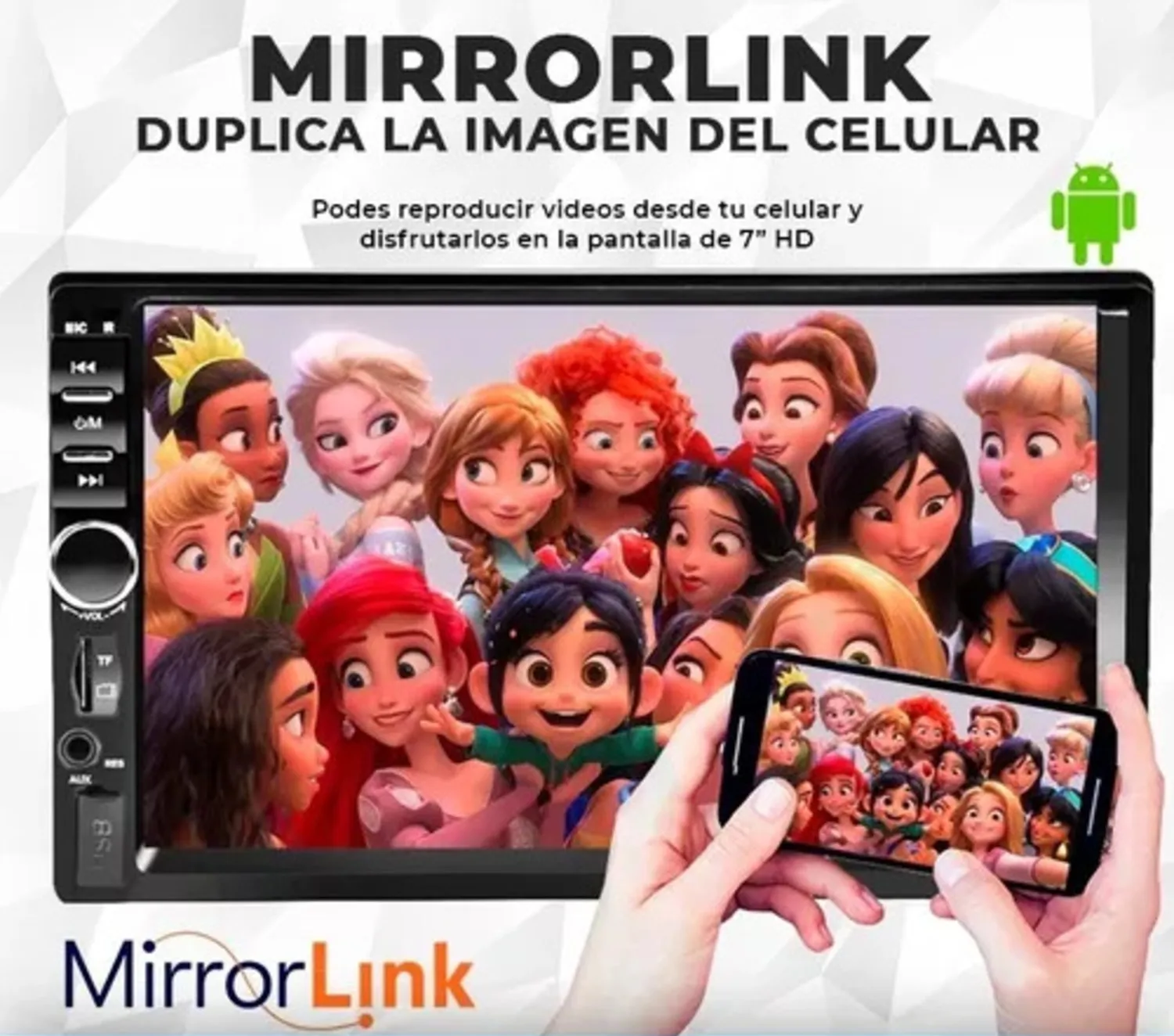 Radio Para Carro Pantalla 7 Táctil MirrorLink 2 Din Bluetooth Usb + Cámara