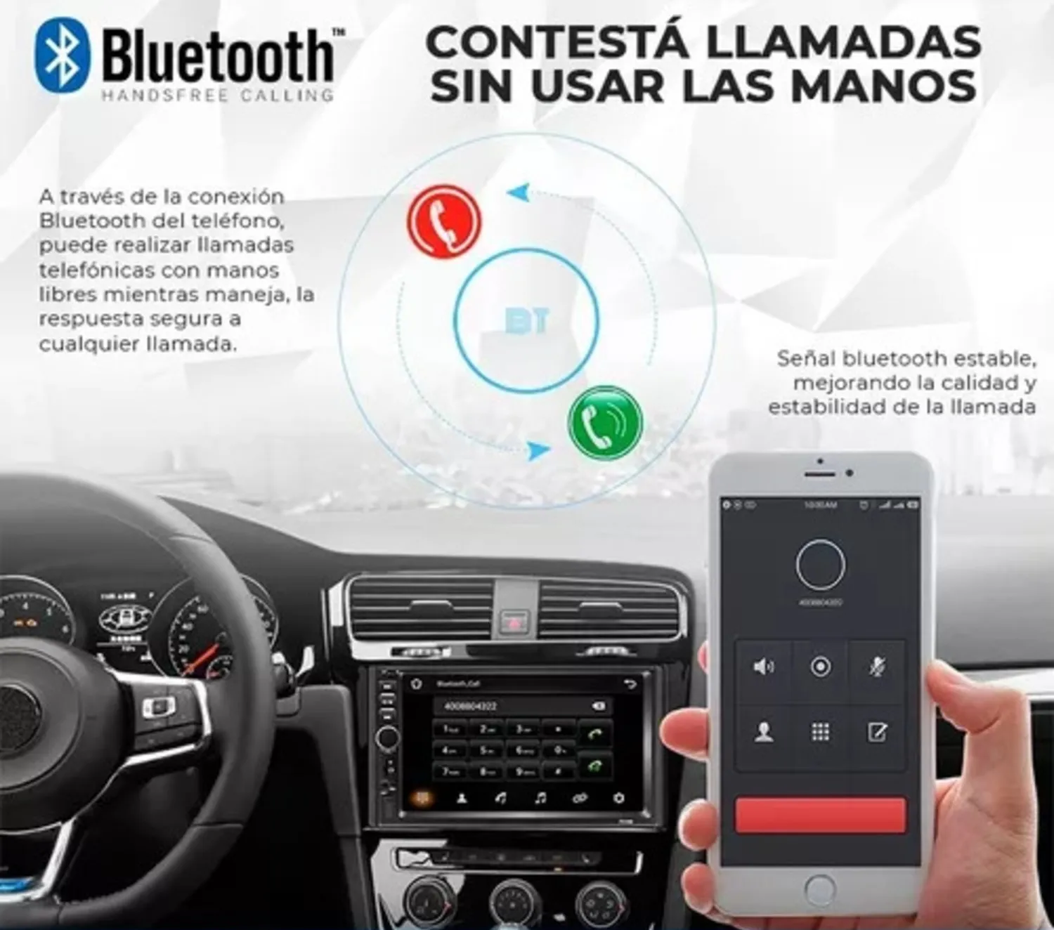 Radio Para Carro Pantalla 7 Táctil MirrorLink 2 Din Bluetooth Usb + Cámara