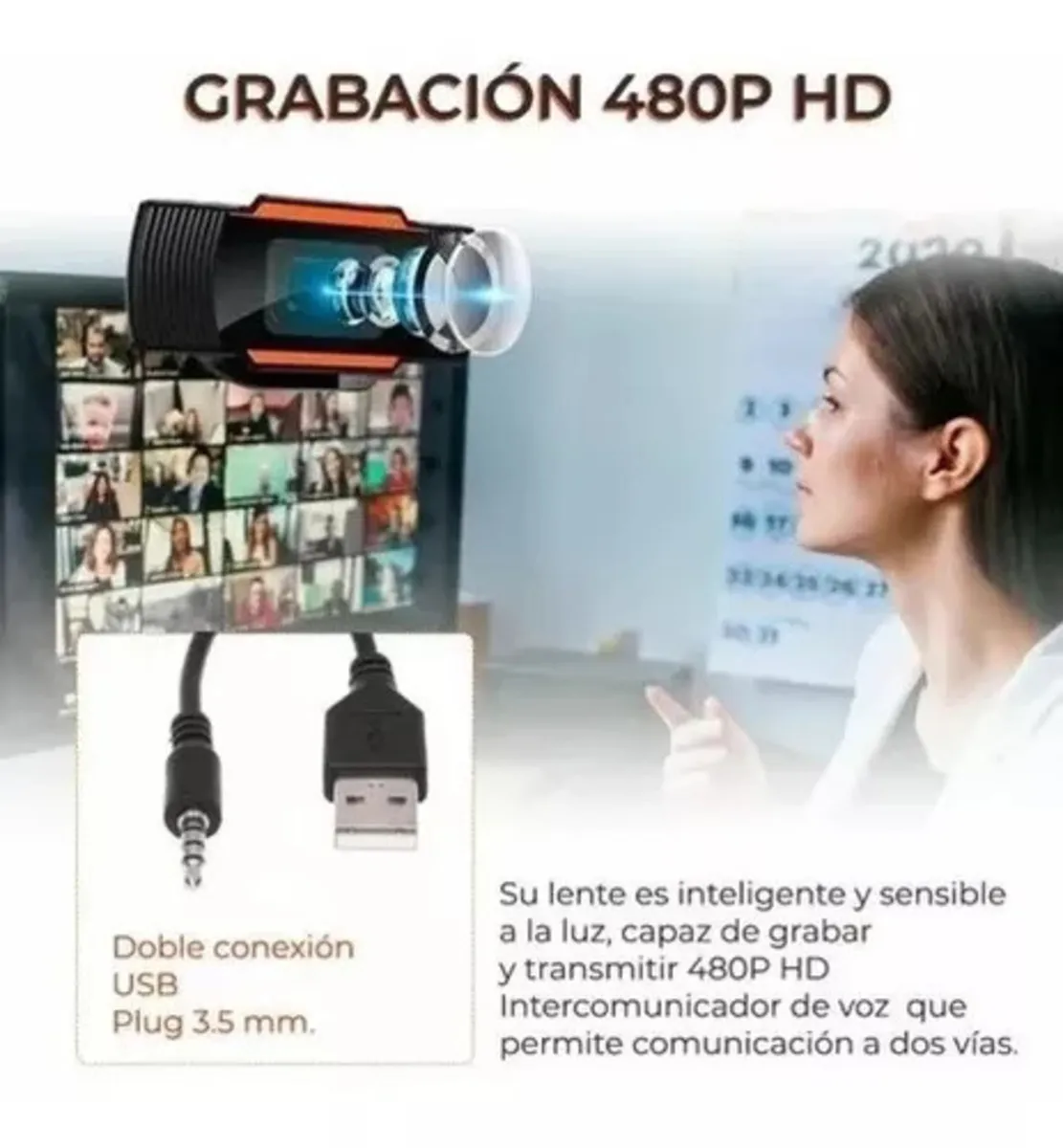 Webcam Camara Web Hd 480p Para Pc Laptop Con Microfono