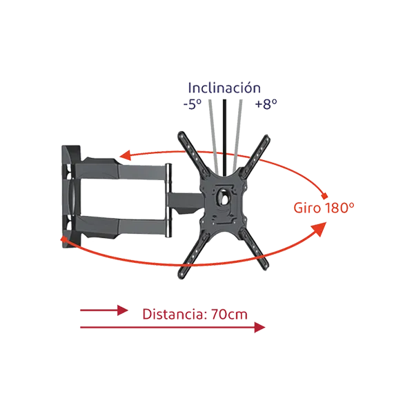 Soporte Tv Extra Largo 70 Cm Giratorio 32 A 60 P4-70