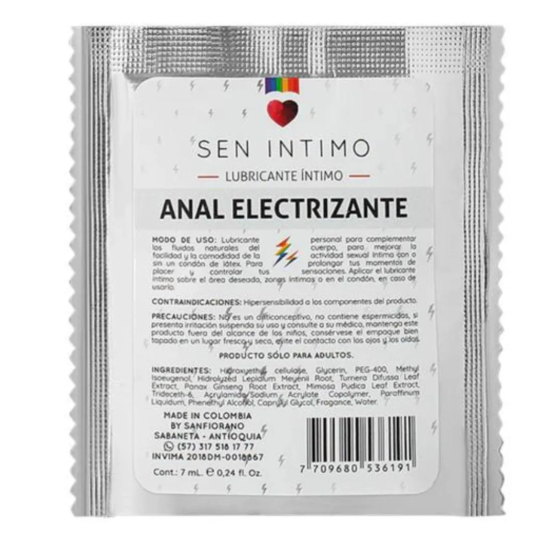 Lubricante Intimo Anal Electrizante Sachet x 7 ml Sen Intimo