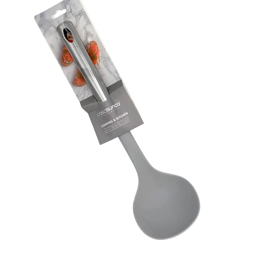 Cucharon Silicona Gris Mango Acero