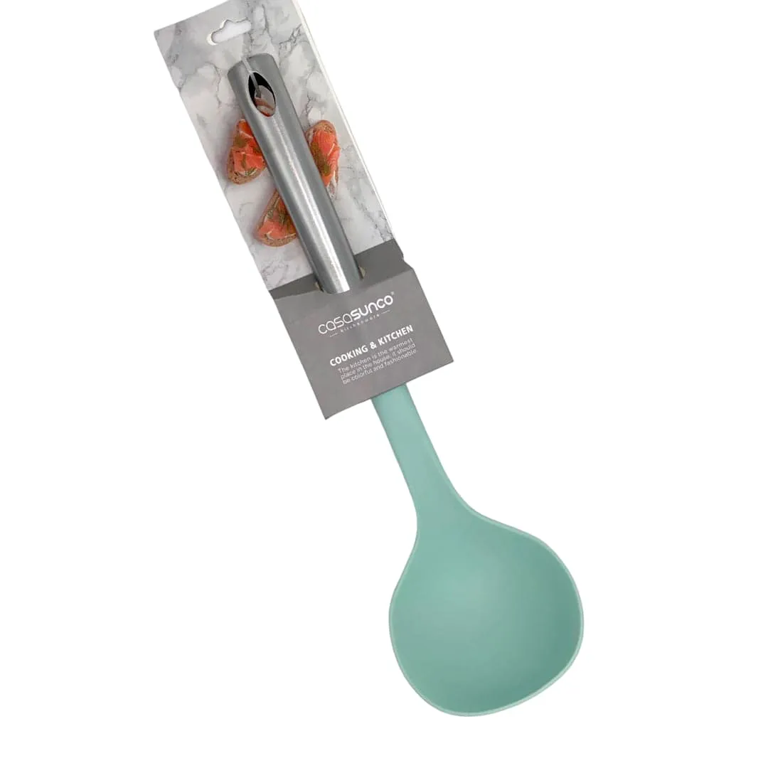 Cucharon Silicona Verde Menta Mango Acero