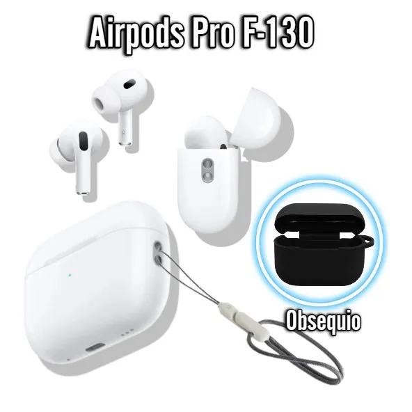 AirPods F-130 Blanco: Sonido Excepcional + Forro Y Cuerda Anticaida