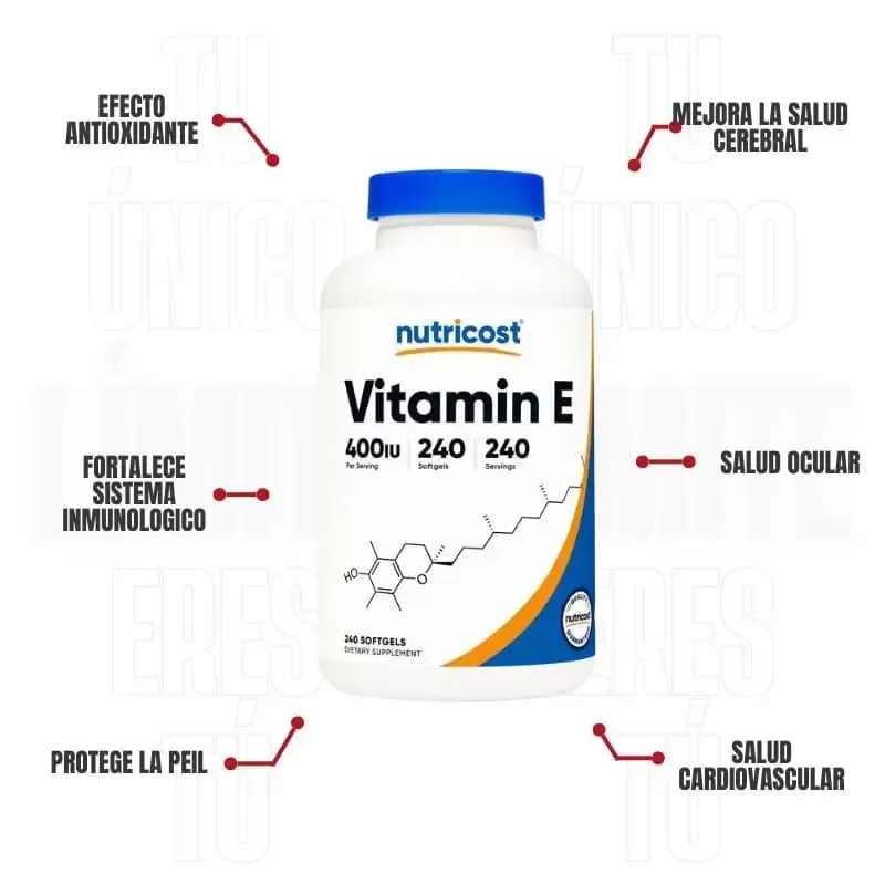 Vitamina E 400 IU 240 Capsulas Sofgel Nutricost