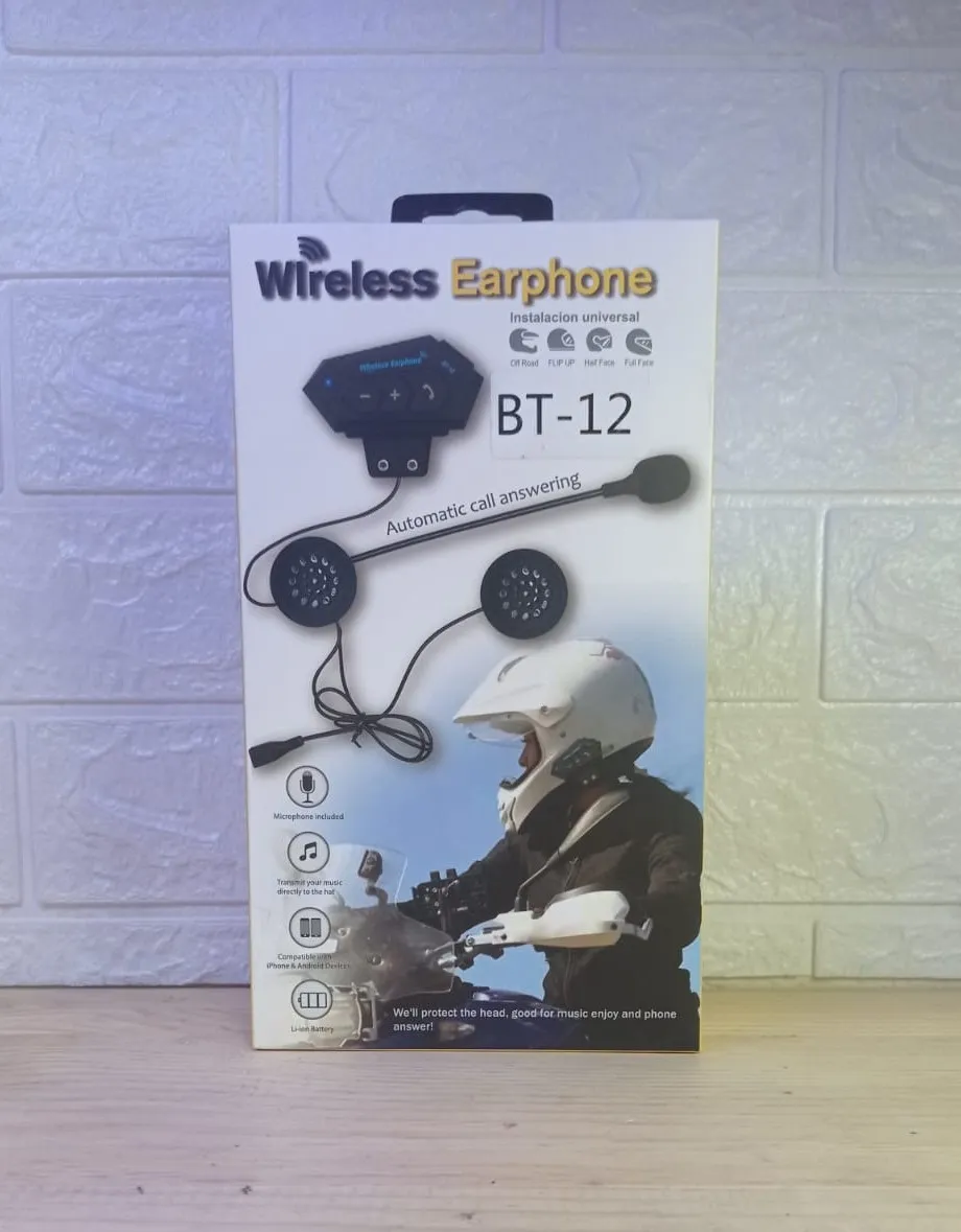 Intercomunicador Para Moto BT12 (Bluetooth, Auricular, Musica y Mas)