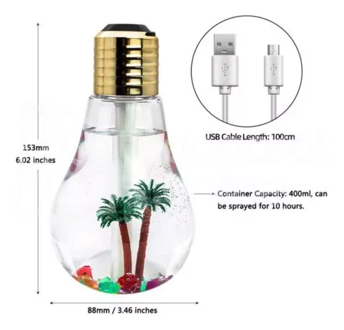 Humificador Diseño Bombillo Led Ultrasonico 400ml