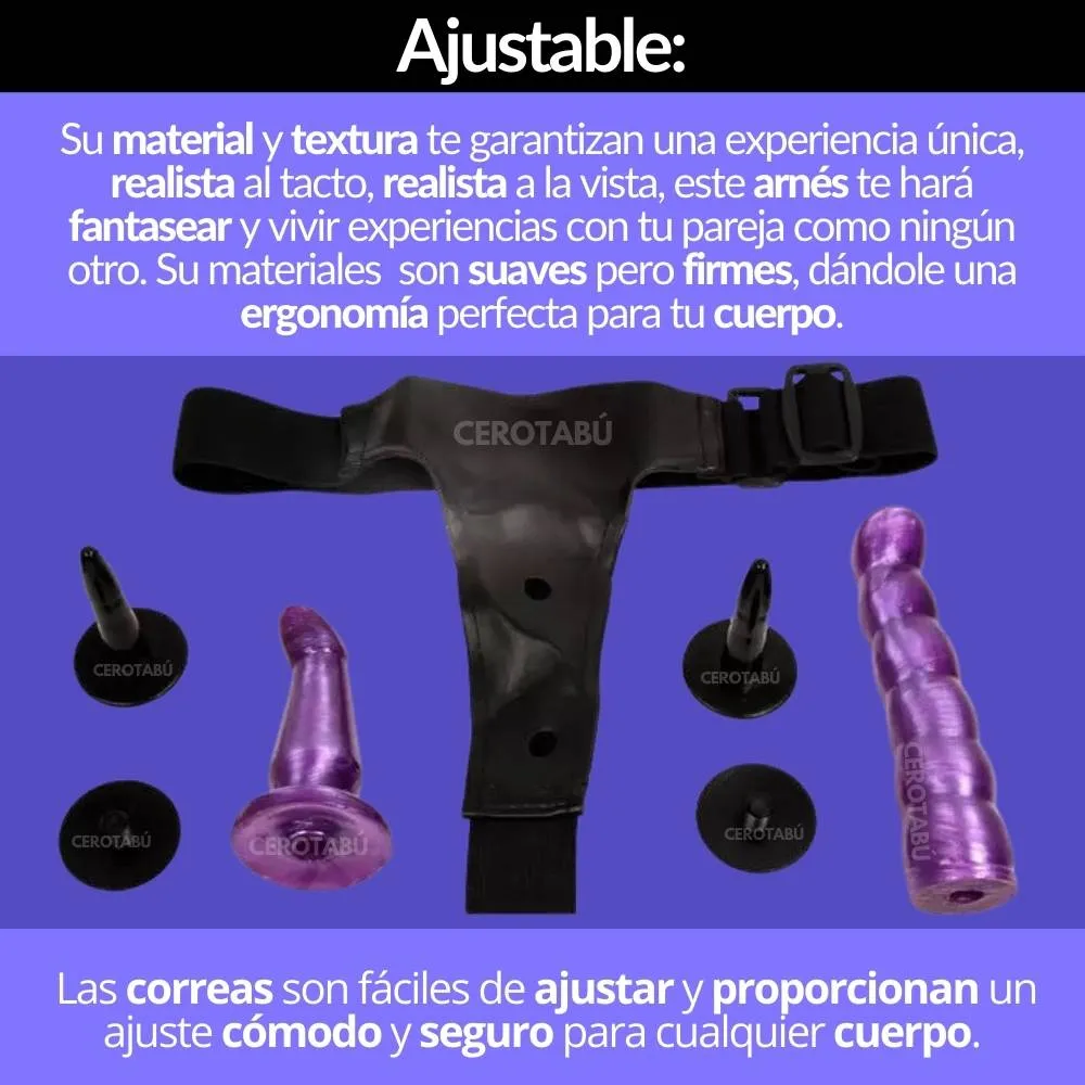 Arnés Doble Dildo Removible Doble Estimulación Purple  