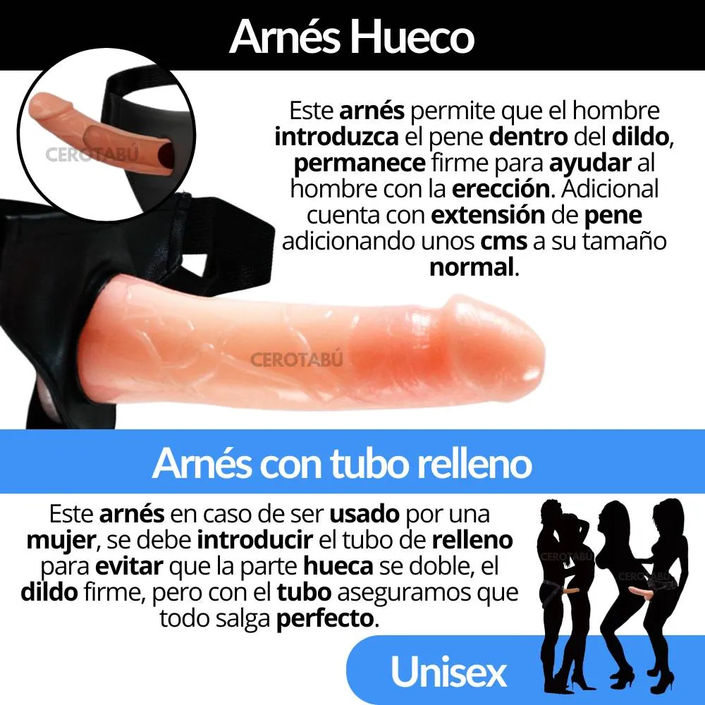 Arnes Con Dildo Consolador Harnes Unisex Hueco