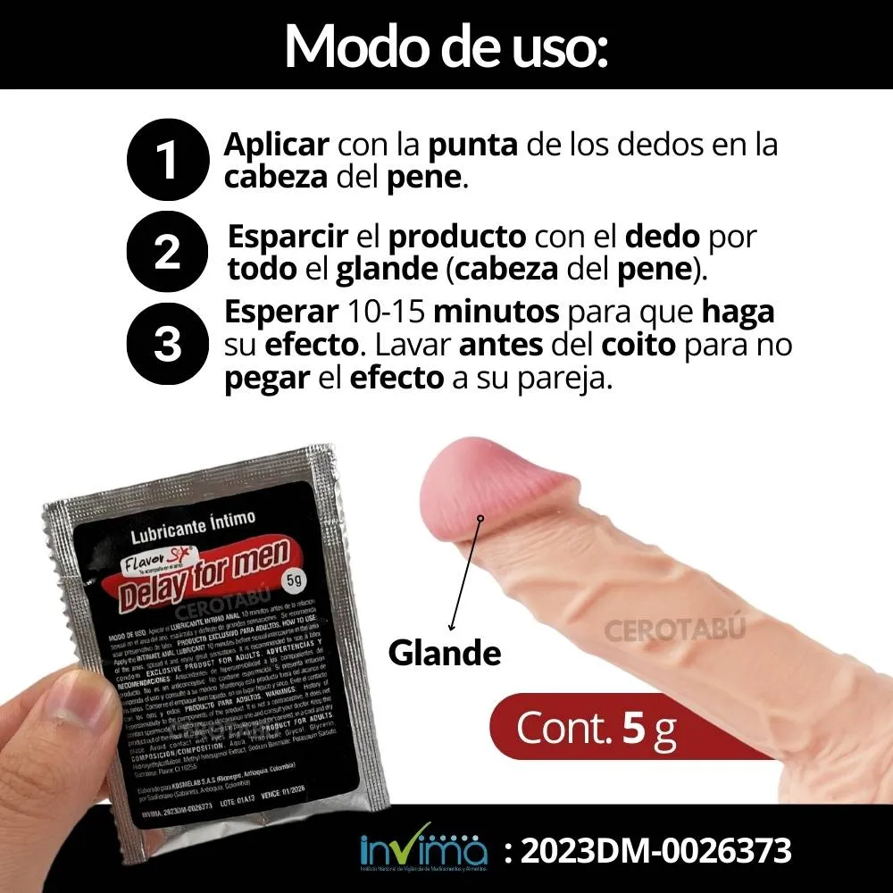 Lubricante Intimo Retardante Masculino Flavor 5g