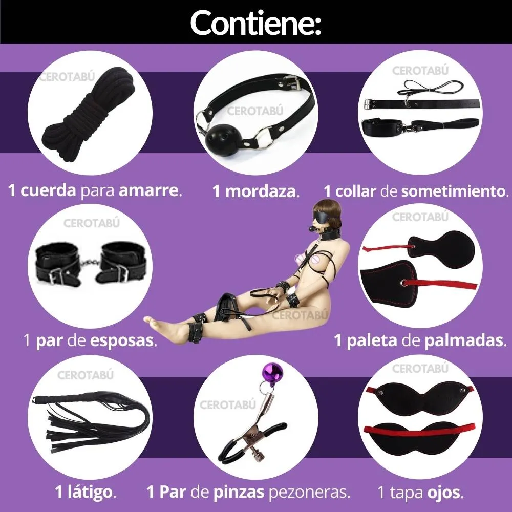 Kit Sado Fetiche 8 Pieza Bdsm Juego Erótico