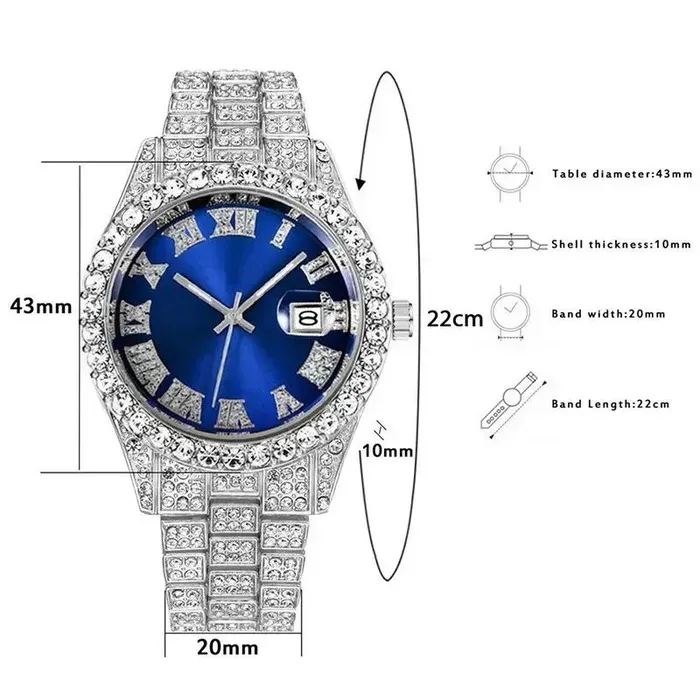 Reloj Informal De Lujo Cristal Diamantes Con Pulsera