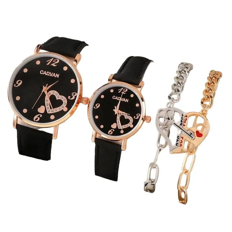 Conjunto Reloj De Cuarzo Con Esfera De Amor Para Hombre Y Mujer