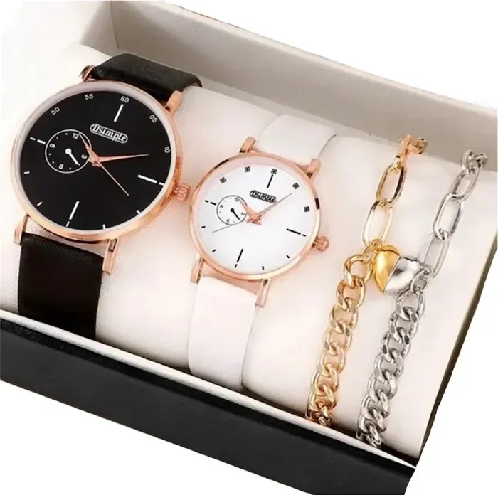 Conjunto De 4 Piezas Reloj De Cuarzo Minimalista Para Mujer