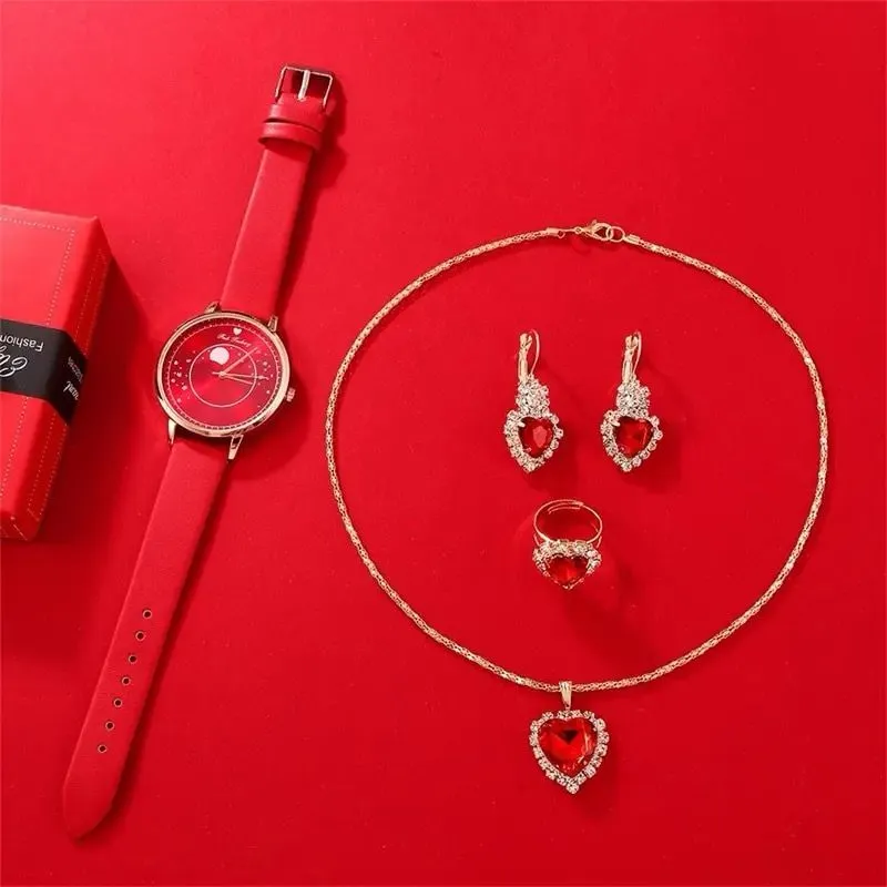 Conjunto De 5 Piezas De Reloj De Cuarzo Para Mujer Cronógrafo