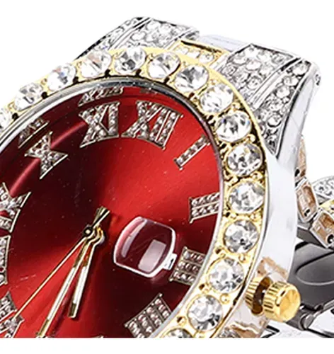 Reloj Informal De Lujo Cristal Diamantes Con Pulsera