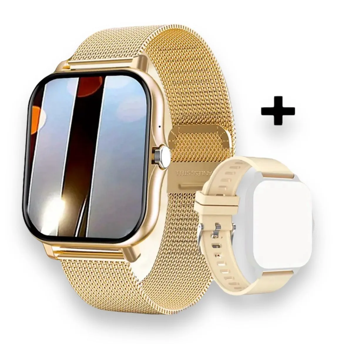 Reloj Inteligente Gold Smartwatch Con Pantalla Completamente Táctil + Pulsera