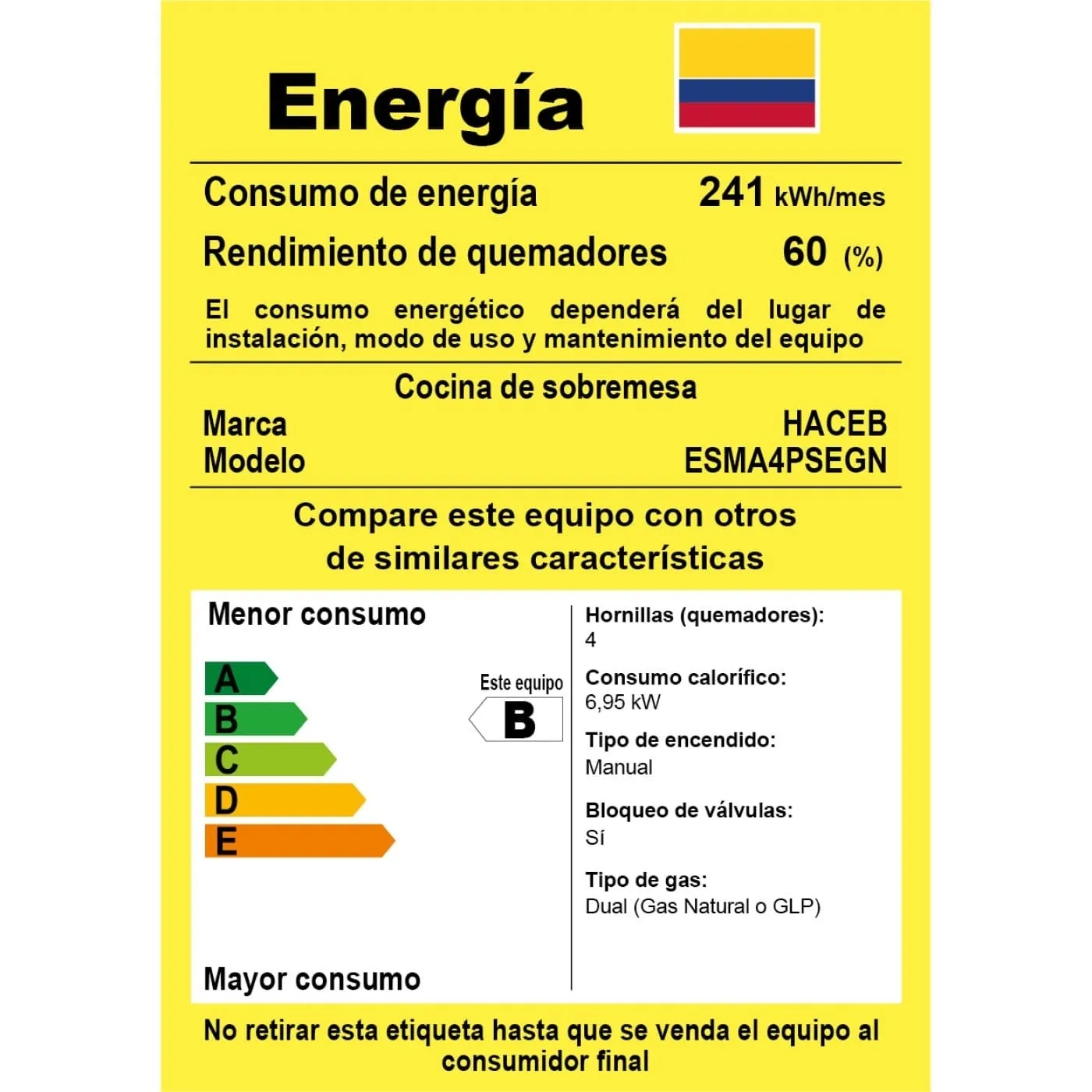 Estufa De Mesa Haceb 4 Puestos Gas Natural Avellana 