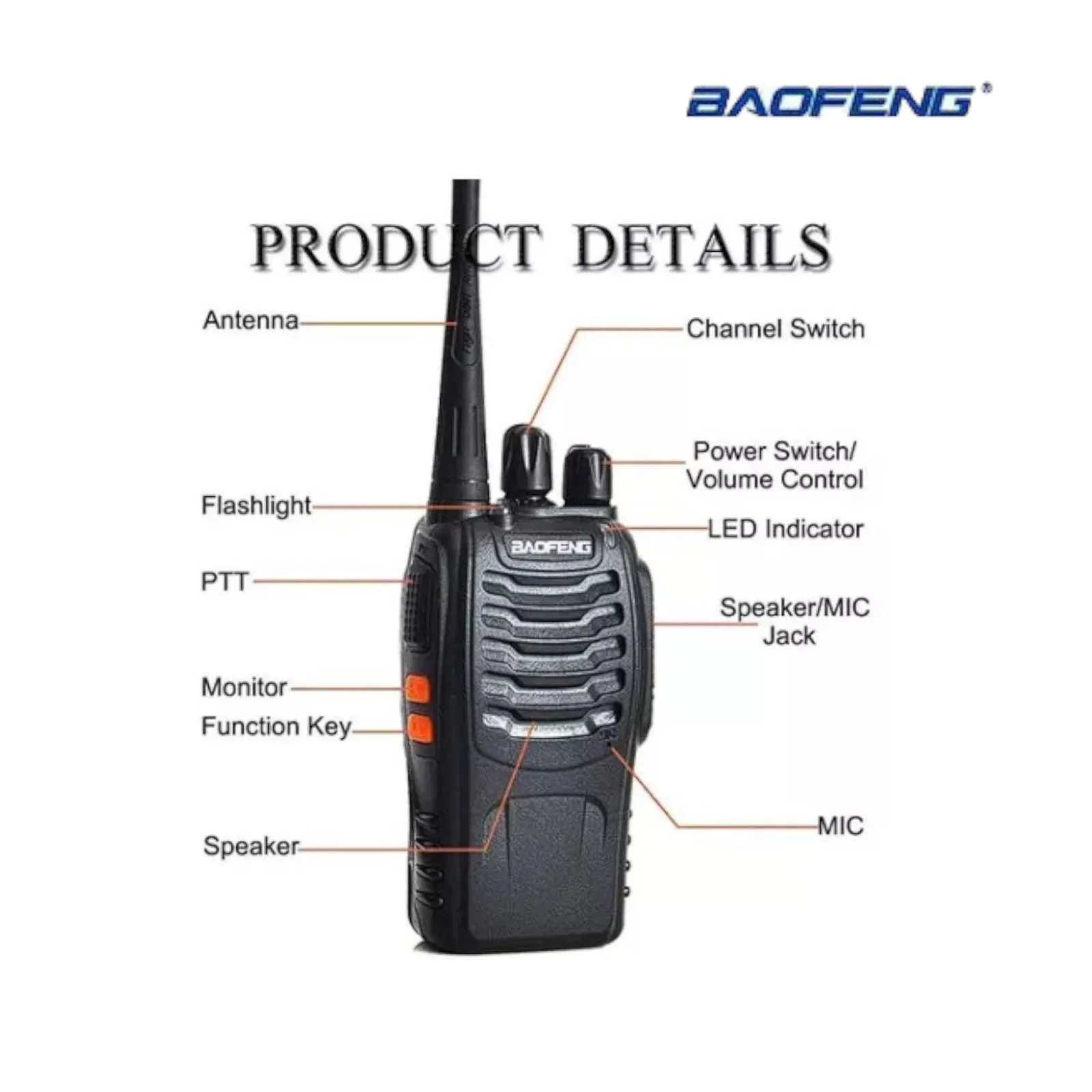 Radio Walkie Talkie BAOFENG  Bf-888s X2 Bateria 2800mah 3Klm