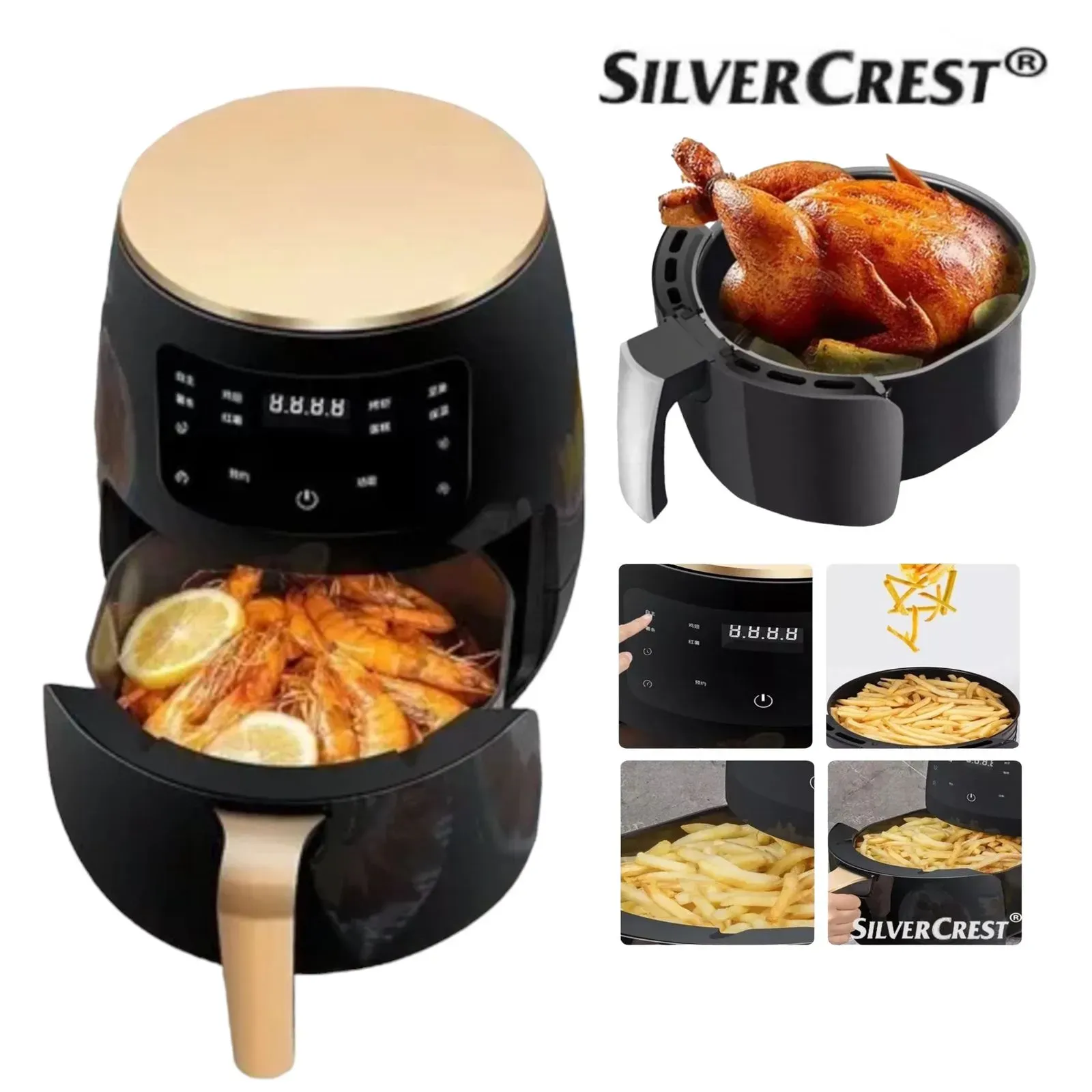 Freidora De Aire Air Fryer Silver 6L + Pantalla Digital Original