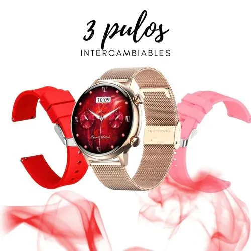 Smartwatch G-TIDE Romance + Pulsera + 3 Manillas + Asistente de Voz /Función Siri 