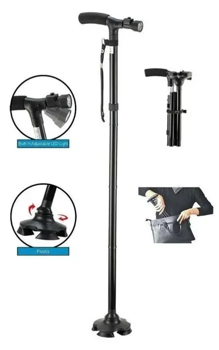 Baston Ortopedico Trusty Cane Con Linterna Luz Led Plegable