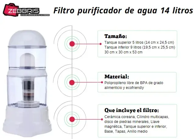 Filtro Purificador De Agua 14 Litros Agua Mineralizada 