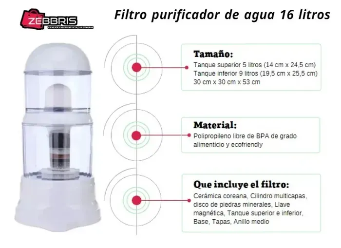 Filtro Purificador De Agua 16 Litros Agua Mineralizada