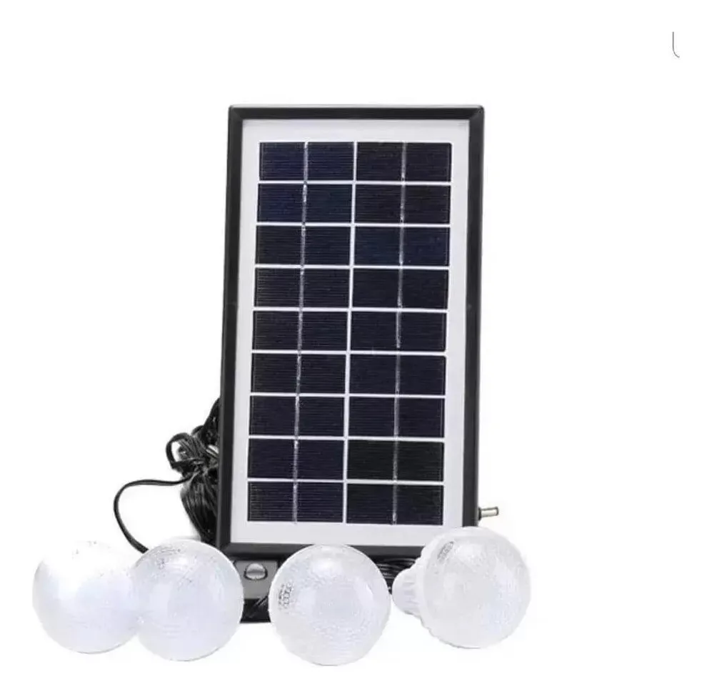 Kit Panel Solar Con Batería Portatil Recargable Con 4 Bombillos 8017A