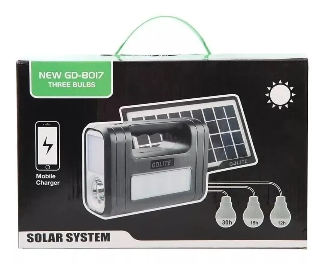 Kit Panel Solar Con Batería Y 3 Bombillos De 3W Carga USB 5V 8017