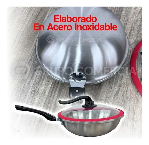 Sarten Wok 30 Cm Acero Inoxidable Alta Calidad Antiadherente