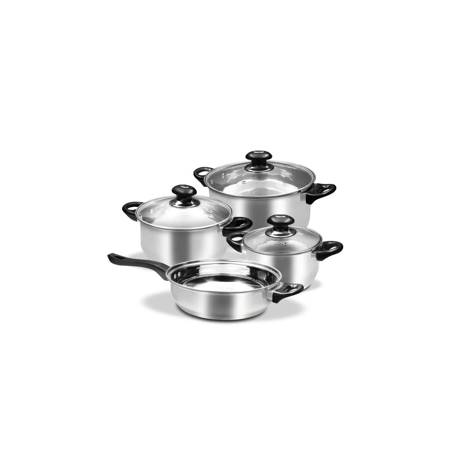 Juego De Ollas Batería De 7 Pz Acero Inox Tapa Vidrio Home Elements