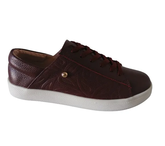 Tenis Clasicos En Cuero Para Mujer CALZADO GUERREROS LF-004 Vinotinto